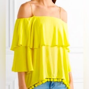Alice + Olivia Yellow Pom Flowy Blouse